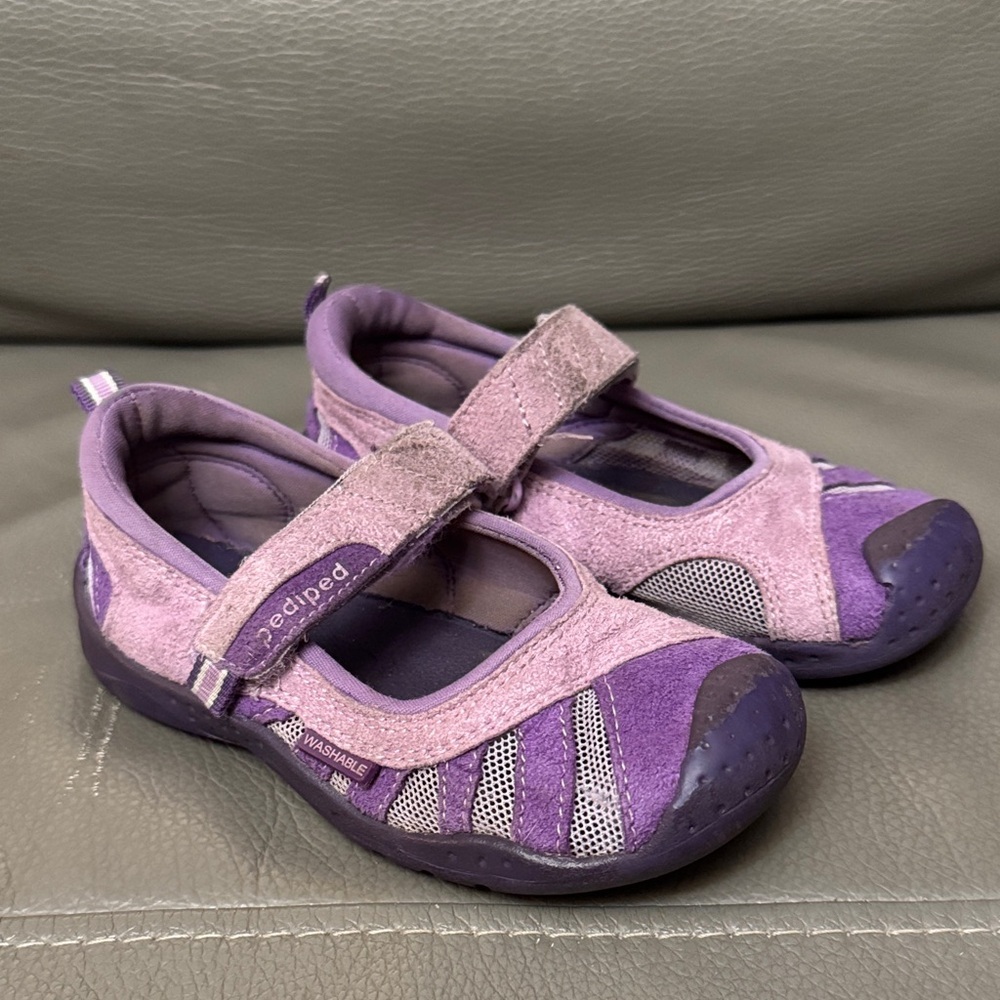 Pediped Lavender and Gray Kids Washable Sneakers size 9-9.5